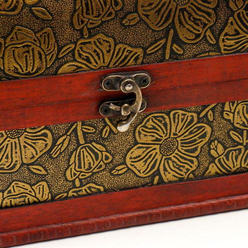 Шкатулка для украшений «Сундучок. Золотые цветы на чёрном», дерево, состаренная, 23×30×24 см