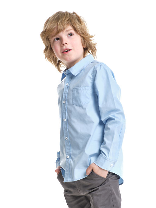 Рубашка в школу голубая хлопковая UD 6625 голубой - Mini maxi фото 5