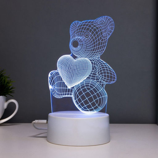 Светильник сенсорный Мишутка LED 7 цветов USB/от батареек белый