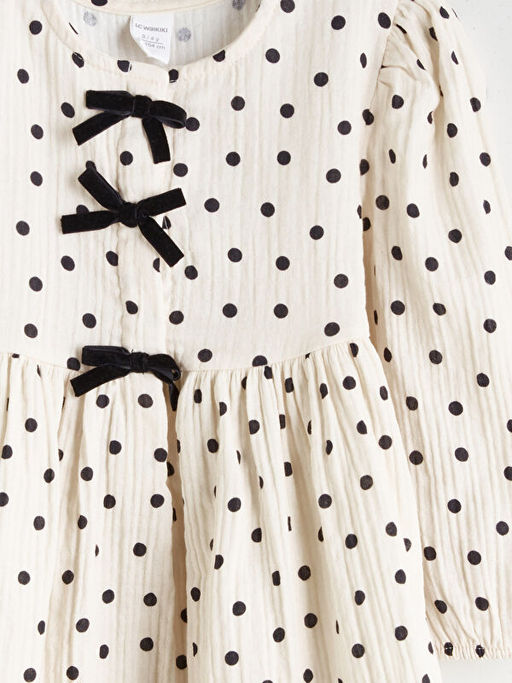 Bisiklet Yaka Puantiyeli K?z ?ocuk Elbise