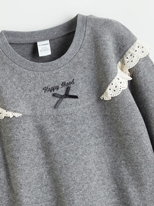 Bisiklet Yaka K?z ?ocuk Sweatshirt ve E?ofman Alt?