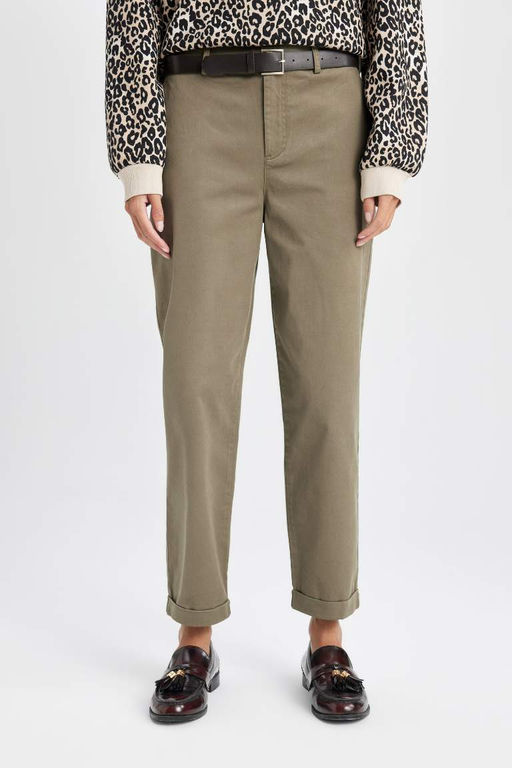 Габардиновые брюки с высокой талией и карманами-морковками - Defacto фото 4