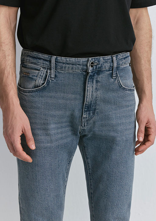 Milan Mavi Black Puslu Koyu Mavi-Gri Jean Pantolon фото 7