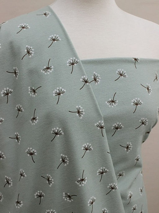 Теплый хлопок Звездочки на веточках цв. винтажная мята-2, ВИД2, ш.1.48м, хлопок-100%, 160гр/м.кв - Купава фото 2