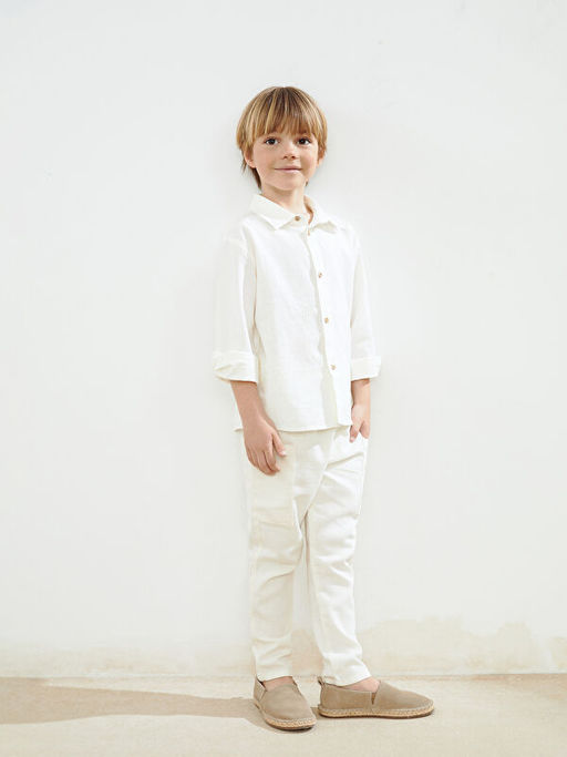 Keten Kar???ml? Erkek ?ocuk Kargo Pantolon