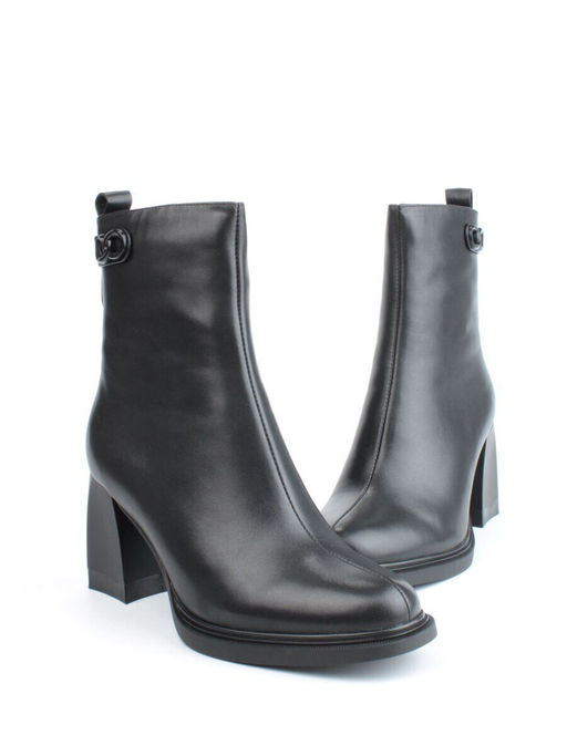 04-M3-1464 BLACK Ботильоны зимние женские (натуральная кожа, натуральный мех)