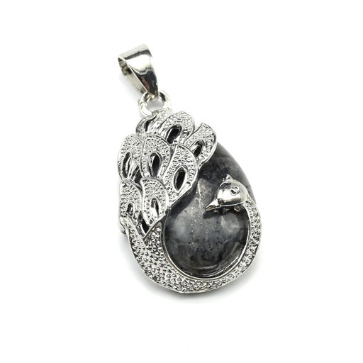 Подвеска с лабрадором (ларвикит) искусственным Птица 20*30мм