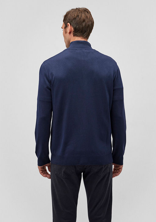 Yar? Fermuarl? Lacivert Kazak - Mavi фото 4