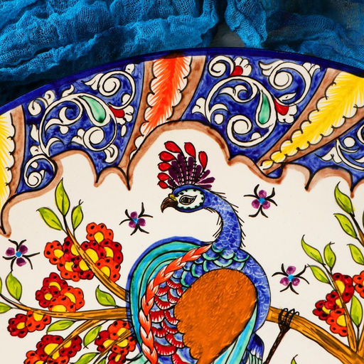 Ляган узбекский Риштанская Керамика «Жар-птица», d=42 см, МИКС