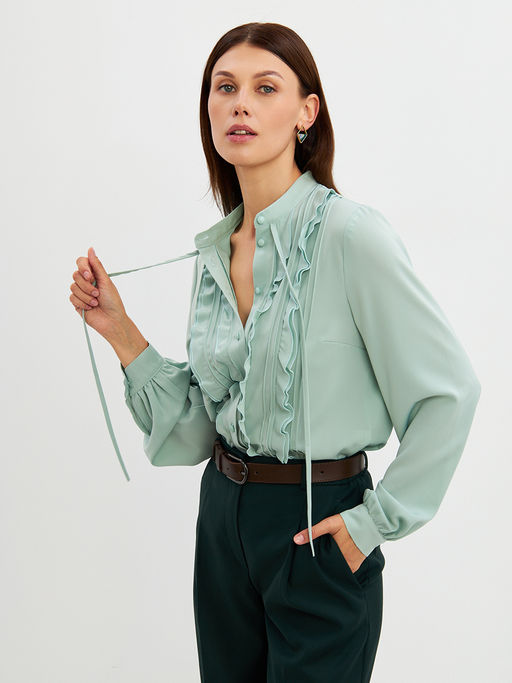 Блузка с рюшами OD-976-3 зеленый