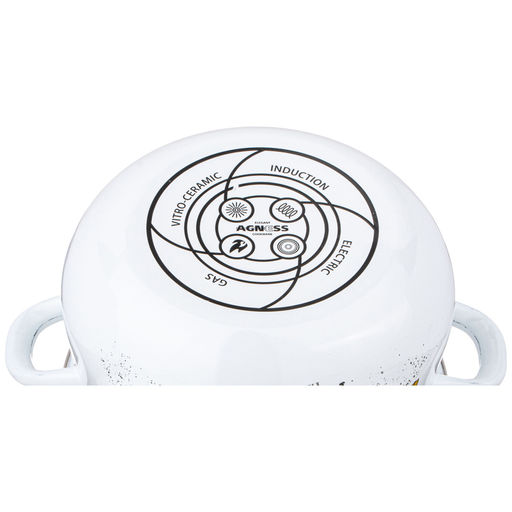 КАСТРЮЛЯ AGNESS ЭМАЛИРОВАННАЯ С ЭМАЛ.КРЫШКОЙ СЕРИЯ FAMILY FARM, 2.8 Л, 20*12 СМ  фото 4