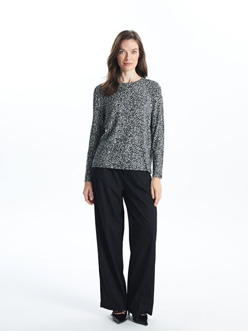 Bisiklet Yaka Desenli Kad?n Bluz