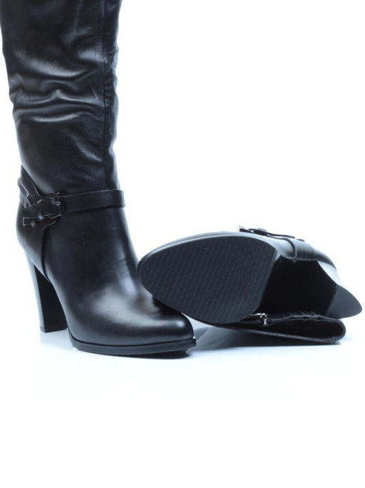 F130-020M BLACK Сапоги зимние женские (натуральная кожа, натуральный мех (полностью))