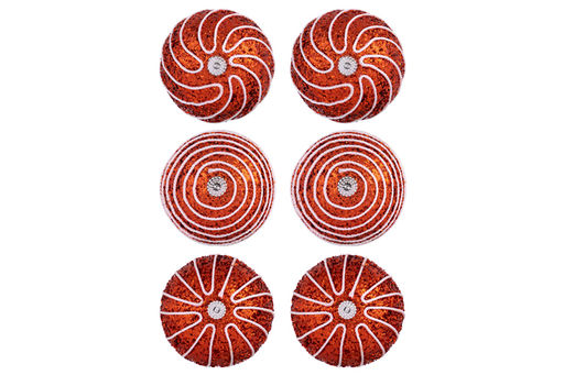 Набор 6 новогодних шаров 9,5*9,5 см Полоски красный - Elan gallery фото 12