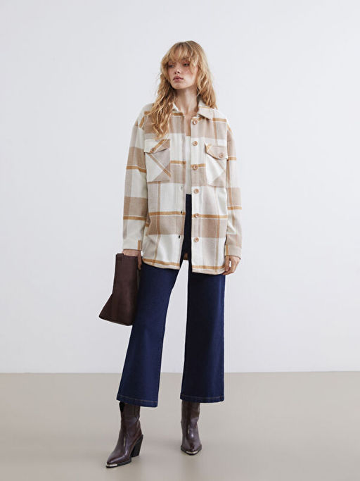 Ekose Oversize Kad?n Oduncu G?mlek Ceket