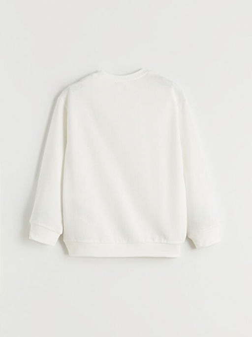 Bisiklet Yaka Bask?l? Erkek ?ocuk Sweatshirt