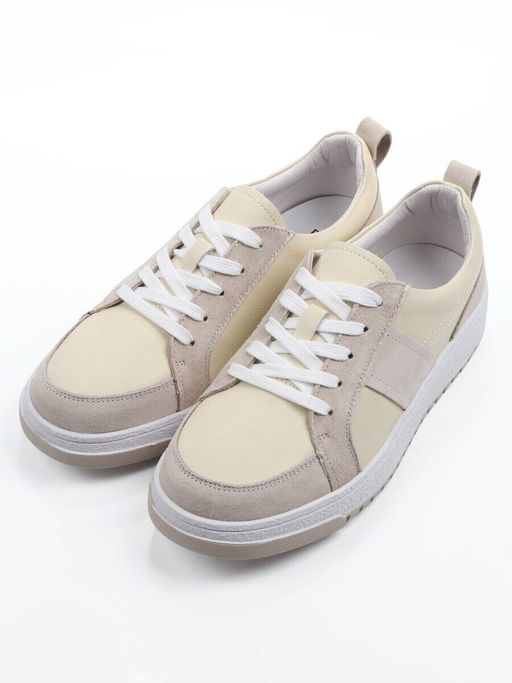 03-C934-4 BEIGE Кеды кожаные женские (натуральная кожа, натуральная замша)