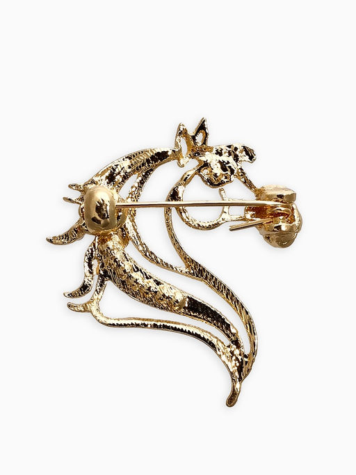 Брошь "Лошадь" изящная, цвет белый в золоте