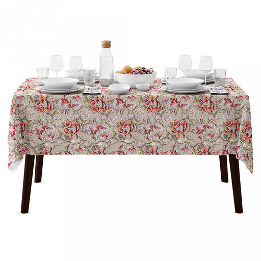 "Душистый пион К" Скатерть 180х145см, длина стола до 140см, на 6 персон, хлопок "Премиум" 186г/м2, "Домашняя мода" (Россия)