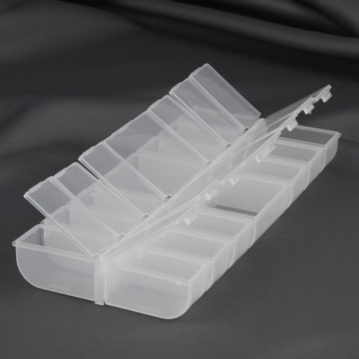 Органайзер для бисера, 14 отделений, 25 × 10,5 × 2,75 см, цвет прозрачный