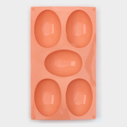 Форма для выпечки Доляна «Яйцо», силикон, 30×17.5 см, 5 ячеек (10×7×3.5 см), персиковый