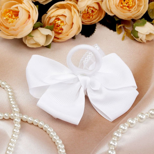 Цена за 6 шт. Бант для волос на резинке «Школьница», клеточка, 9 см, белый