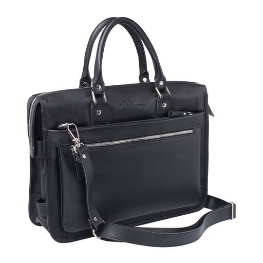 Кожаная деловая сумка для ноутбука Halston Black - Lakestone фото 4