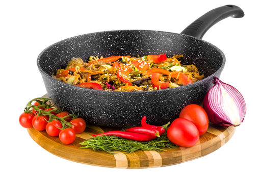 Сковорода глубокая 26 см ГАРМОНИЯ ВКУСА "Черный мрамор" ИНДУКЦИЯ, С КР. ф26, н/р, 46*27*12,5 см