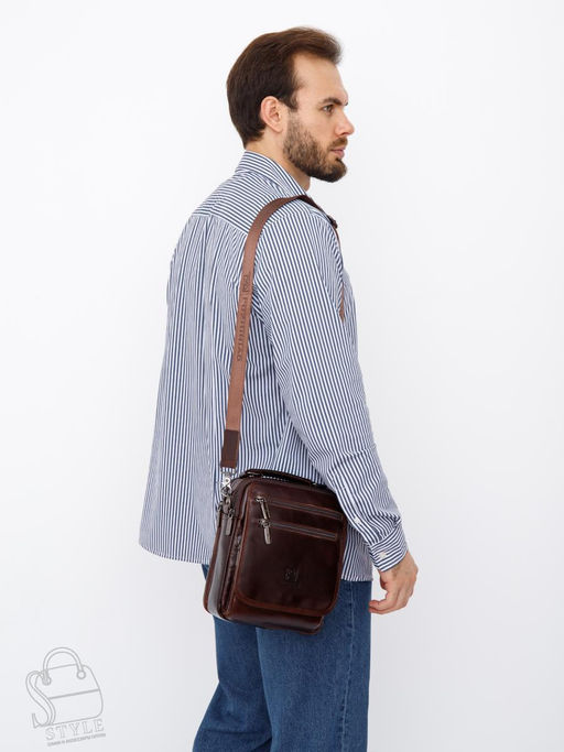 Сумка мужская кожаная 66621M brown Fuzhiniao