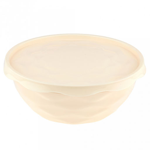 Салатник пластмассовый Modena 4л, д28,4см, h10,6см, с крышкой, пищевой полипропилен, светло-бежевый (Россия)