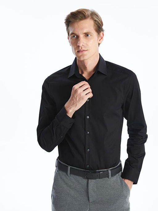 Slim Fit Uzun Kollu Gabardin Erkek G?mlek