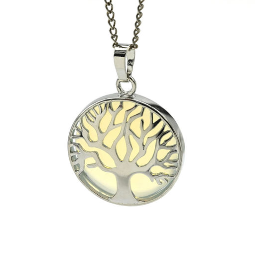 Подвеска Дерево двухсторонняя в металле с лунным камнем 27*27мм