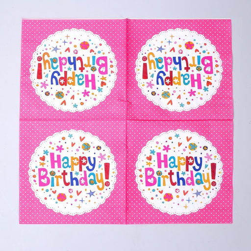 Набор бумажной посуды «С днём рождения»: 6 тарелок, 6 стаканов, 20 салфеток, цвет розовый