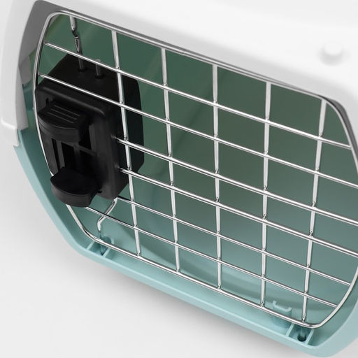 Переноска для животных пластиковая с металлической дверью 47х32,5х30 см, вес до 9 кг, голубая 9343 - Пижон фото 9