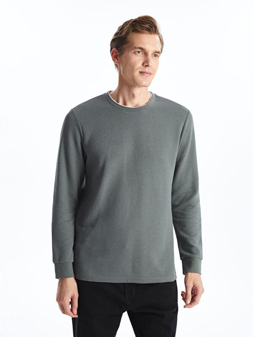 Bisiklet Yaka Uzun Kollu Erkek Sweatshirt