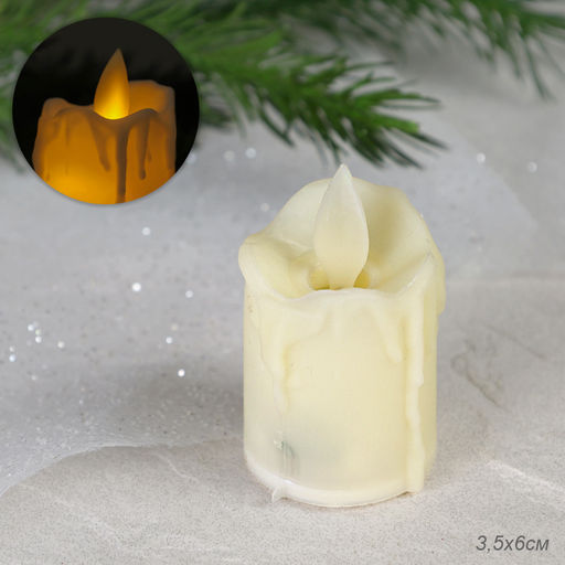 Свеча светодиодная подвижный фитиль 6х3,5 см / VFR-33 /уп 12/480/бежевая