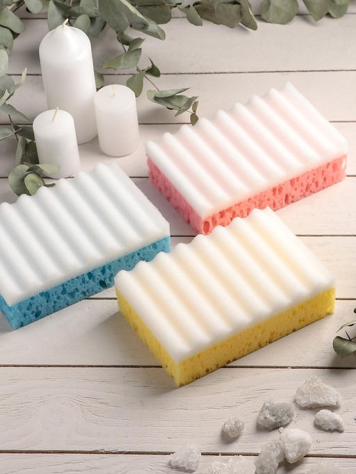 Цена за 3 шт. Губка для тела массажная «Совершенство», 16.5×10.5×5 см, МИКС