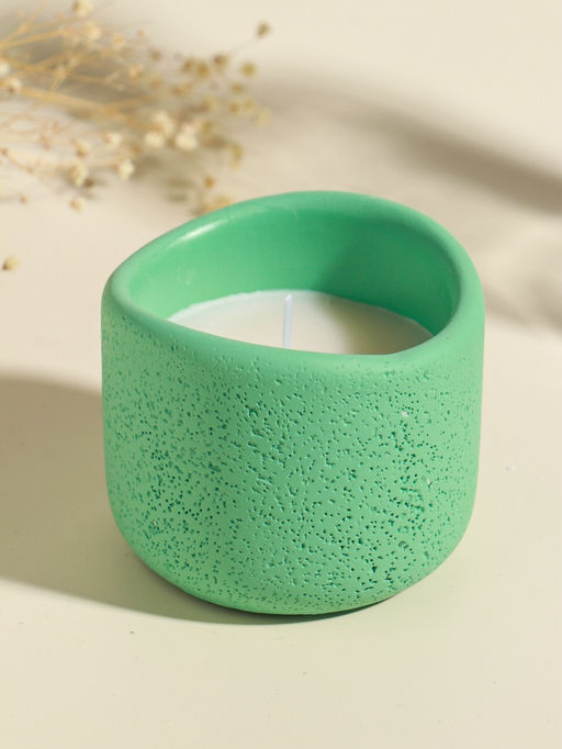 Свеча в вулканическом подсвечнике "Изгиб" мятная 8,3х8,5х7 см