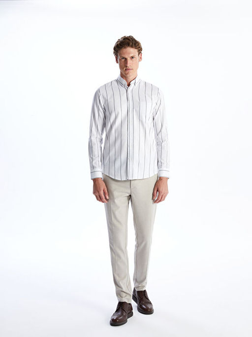 Regular Fit Uzun Kollu ?izgili Erkek G?mlek