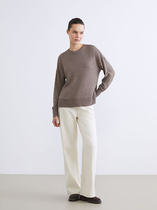 Bisiklet Yaka Oversize Kad?n Sweatshirt