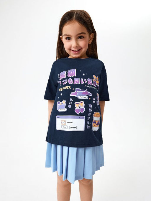 ACOOLA / Футболка детская для девочек Miho темно-синий  фото 7