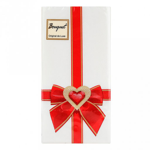 Салфетки бумажные "Bouquet Original de Luxe" 33х33см, 2-х слойные, 20 штук в упаковке, 100% целлюлоза, "Подарок с любовью красный" (Россия)