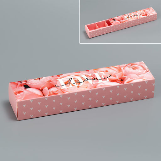 Цена за 5 шт. Коробка для конфет, кондитерская упаковка, 5 ячеек, «Love», 5×21×3.3 см