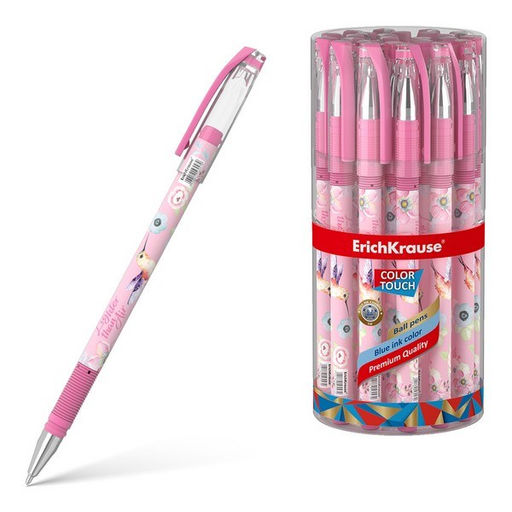 Цена за 2 шт. Ручка шар. ErichKrause "Colibri" (56047) синяя, 0.7мм, корпус с принтом, покрытие soft touch, грип