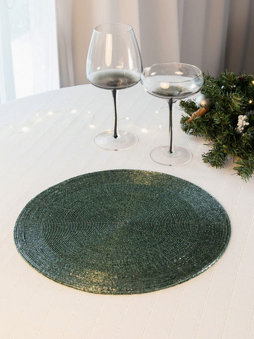 Салфетка сервировочная D35 зеленый бисер