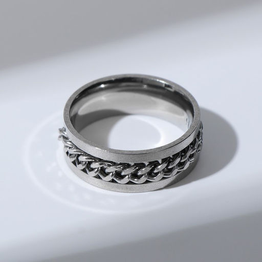 Кольцо Массив цепь, цвет серебро, размер МИКС