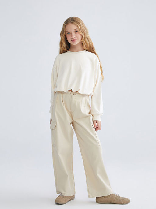 Bisiklet Yaka Basic K?z ?ocuk Sweatshirt