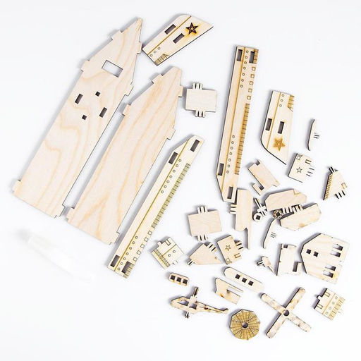 Конструктор деревянный 3д модель «Военный корабль», 32 детали