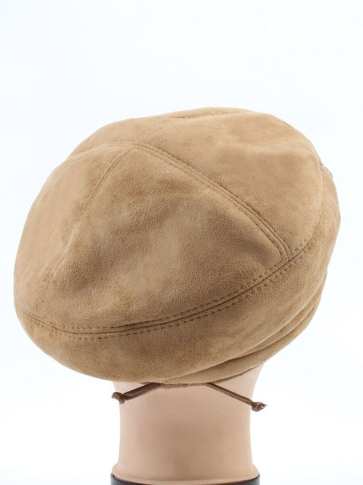 1151 BEIGE Берет зимний женский (искусственная замша, искусственный мех)