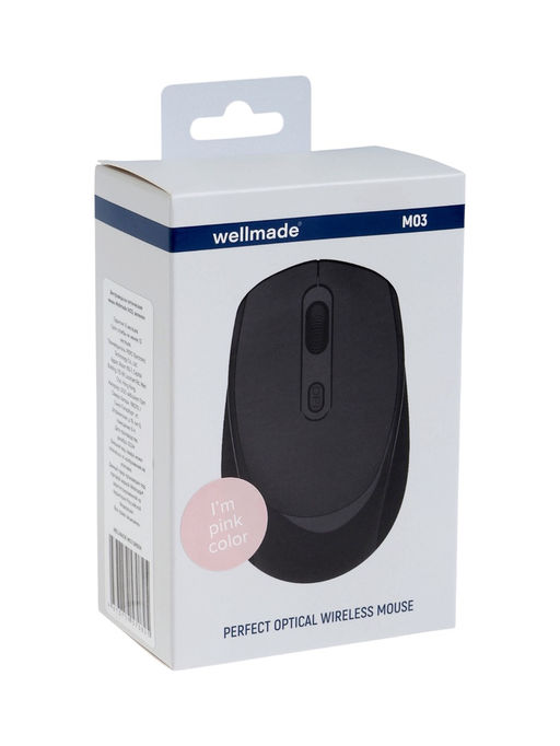 Мышь WELLMADE M03, беспроводная, оптическая, 1200 dpi, розовая
